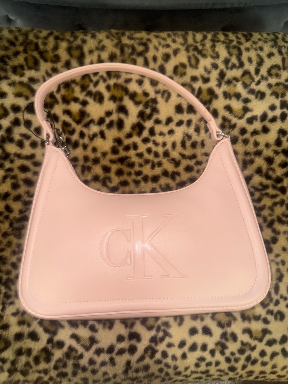 Calvin Klein Light Pink Embossed CK Shoulder Bag
